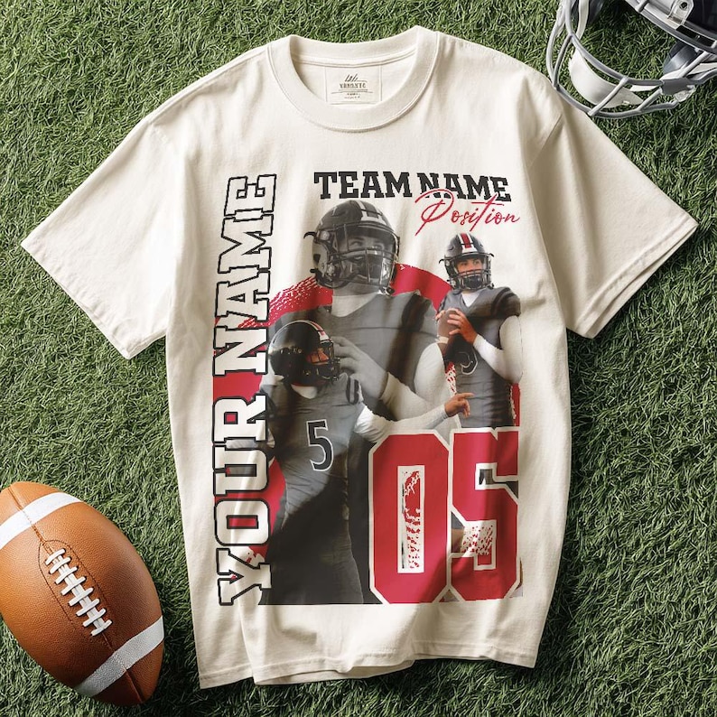 Custom Football Photo Collage - Personalized Name & Number Game Day