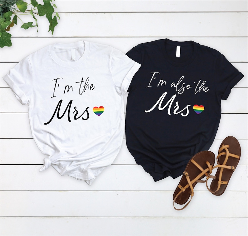 Mrs & Mrs Matching Couple - Lesbian Wedding - LGBTQ Pride - Love Wins Celebration Gift