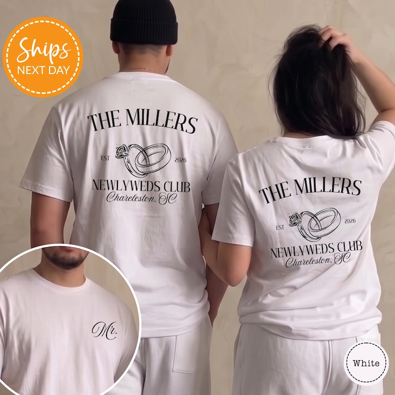 Newlyweds Club Personalized - Mr & Mrs Matching Couple - Honeymoon Wedding Gift
