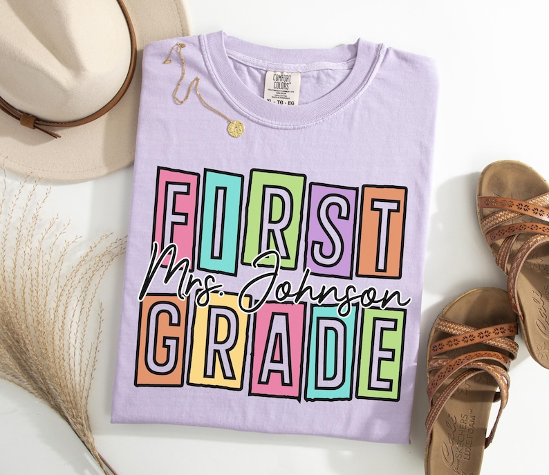 Personalized First Grade Preppy Teacher - Custom Back to School Gift