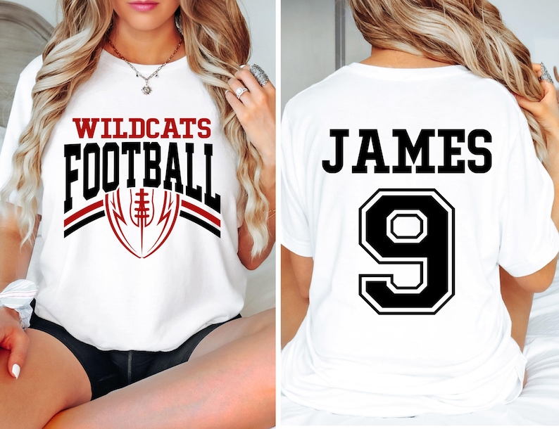 Custom Football Team Name & Number Football - Game Day Outfit - Sport Mom Custom