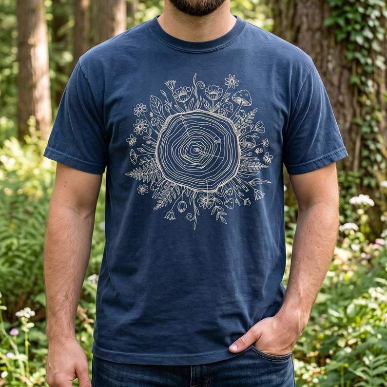 Tree Ring Floral Botanical Nature Art Merch Apparel Top
