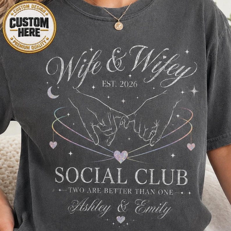 Wifey Social Club - Personalized Lesbian Couple - Pride Wedding - Newlywed Gift for Her
