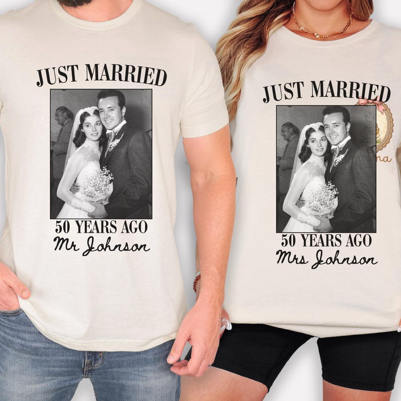 Personalized 50th Wedding Anniversary Photo - Just Married 50 Years Ago Family Celebration