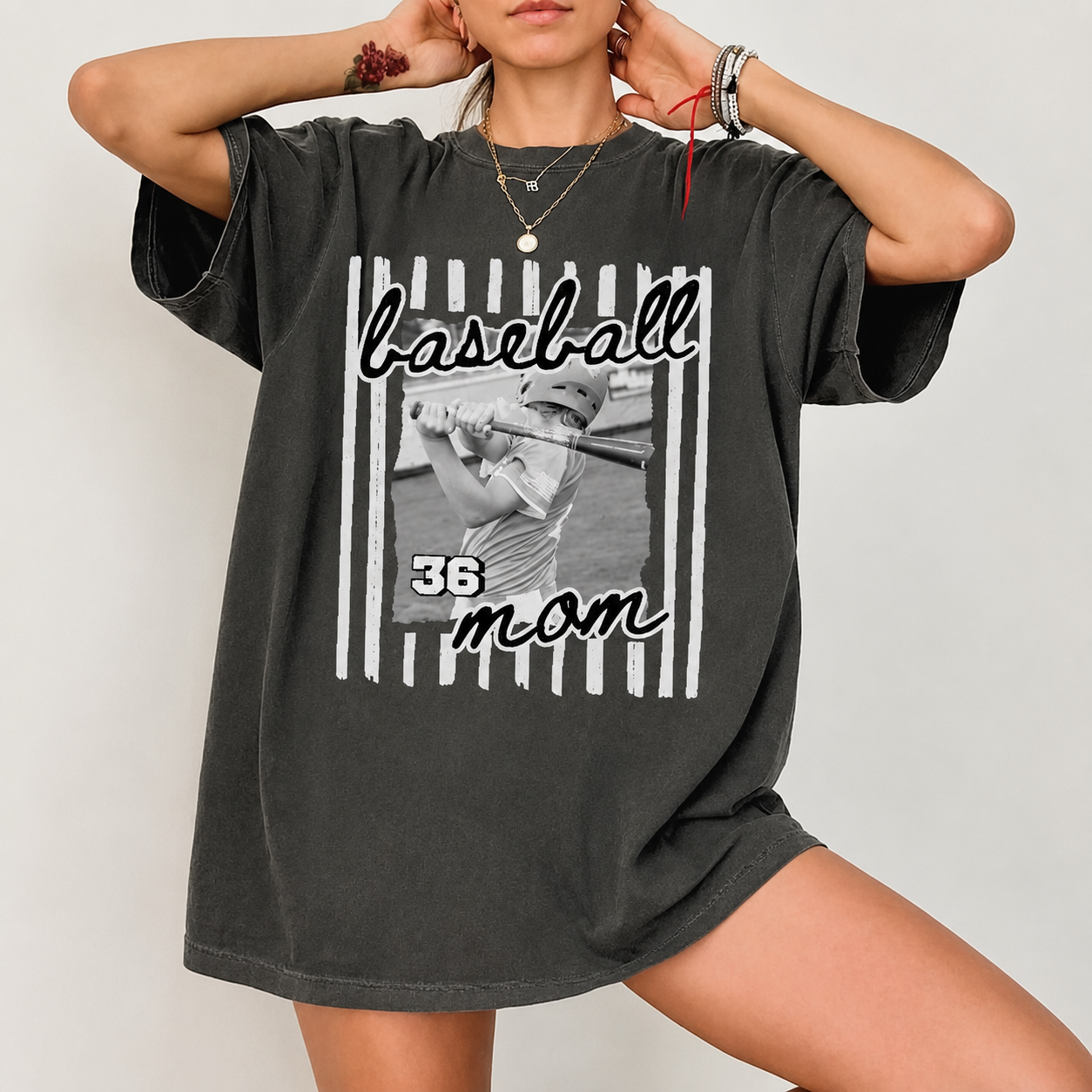 Custom Baseball Mom Personalized Player Photo -Custom Number Baseball -Game Day Mom Gift -Sports Mom