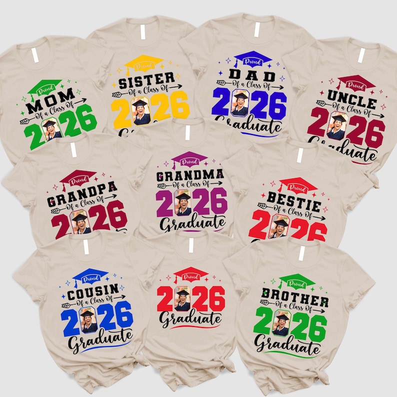Personalized Graduation Photo - Custom 2026 Family Matching Celebration Gift Bella Canvas T-Shirt