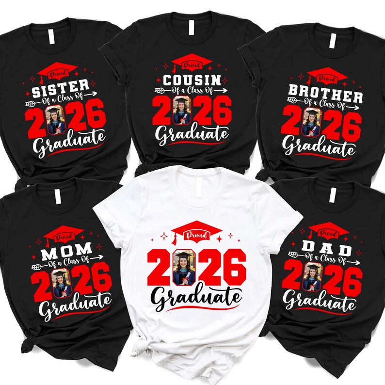 Personalized Graduation Photo - Custom 2026 Family Matching Celebration Gift Bella Canvas T-Shirt