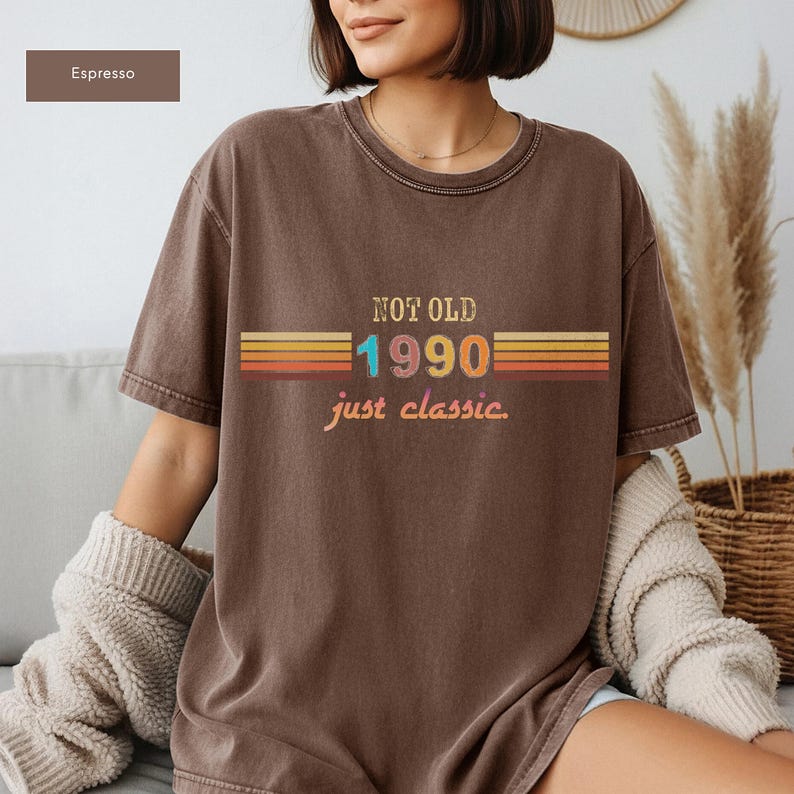 Custom Year Birthday - Not Old Just Classic Custom Year Retro Sunset Stripe Birthday Gift Top