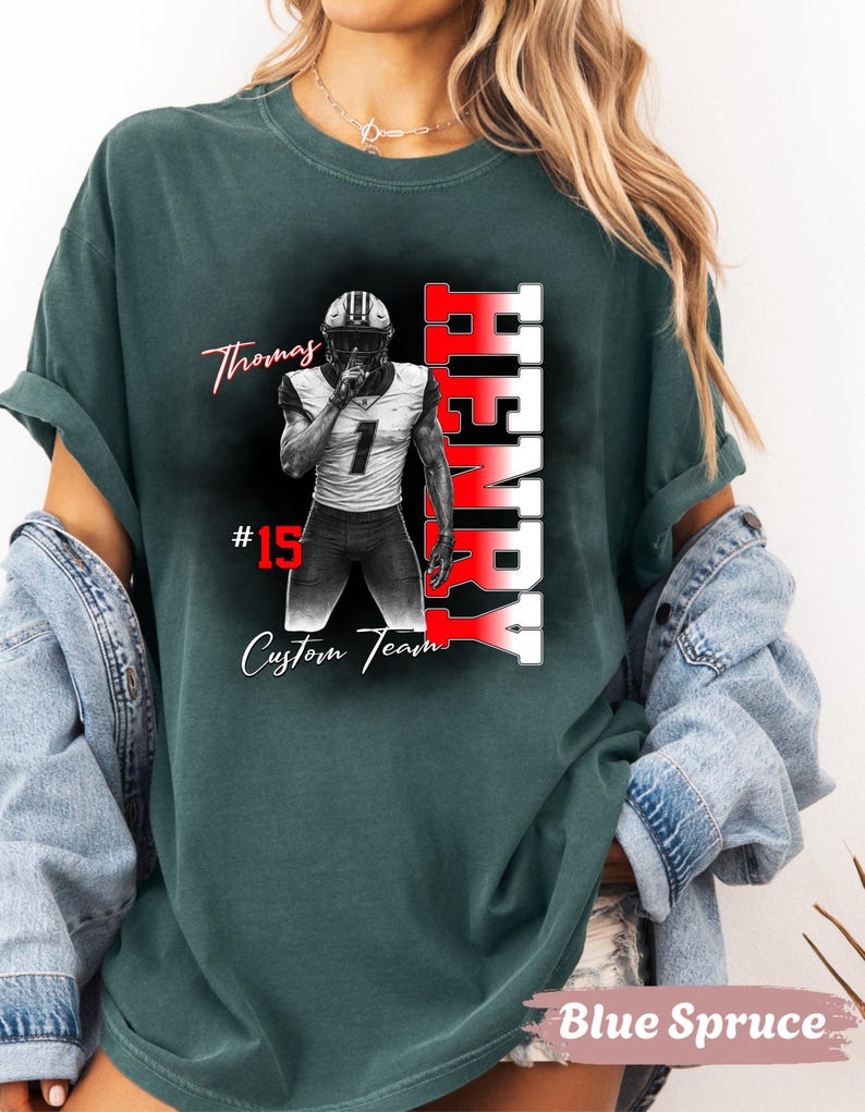Personalized Football Player Photo - Retro 90s Bootleg Style - Custom Sports Fan Gift