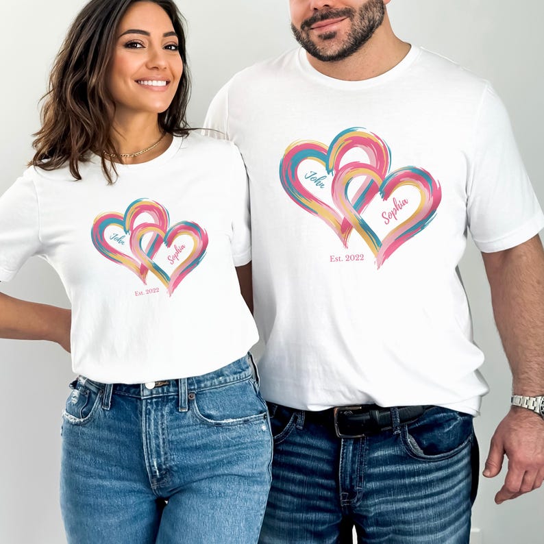 Personalized Valentine's Day Couple - Matching Heart Love - Romantic Gift for Her & Couples