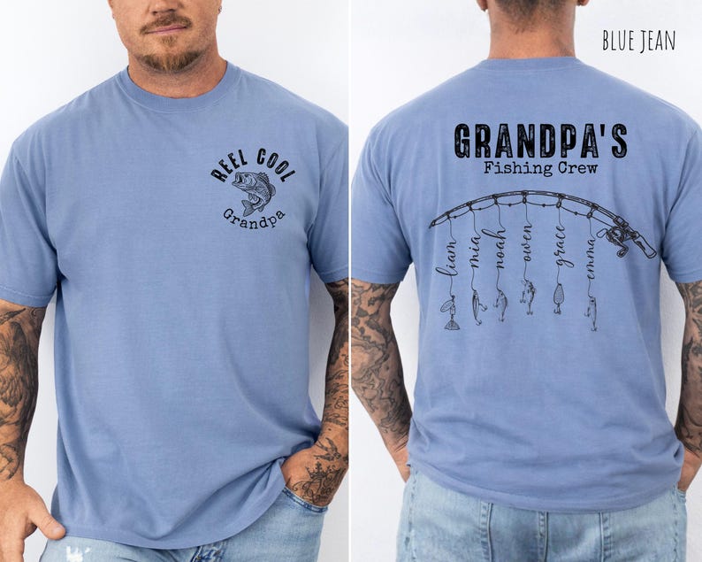 Grandpa Fishing With Grandkids Names -Fishing Grandpa Gift -Custom Grandpa -Fisherman Grandpa