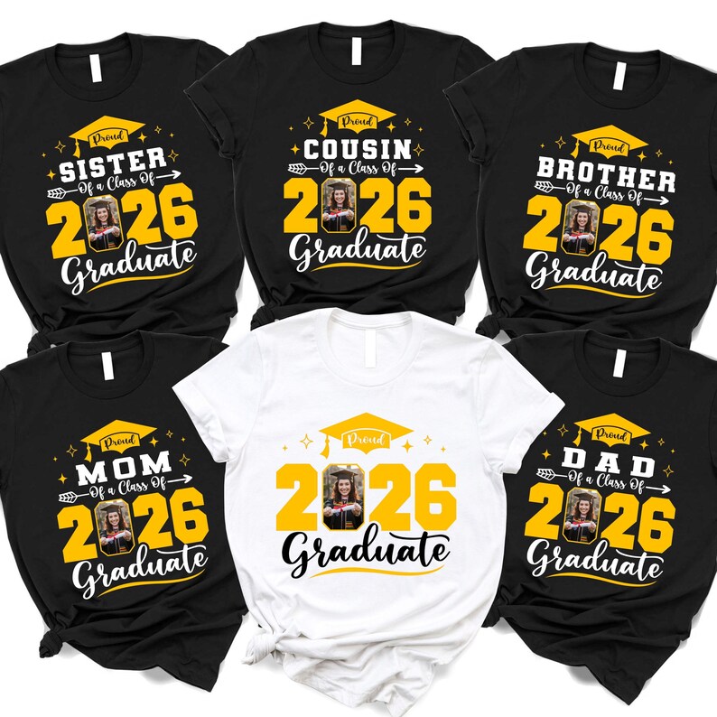Personalized Graduation Photo - Custom 2026 Family Matching Celebration Gift Bella Canvas T-Shirt