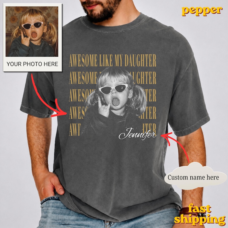 Custom Name Photo Pullover - Personalized Awesome Like My Daughter Vintage Style Apparel