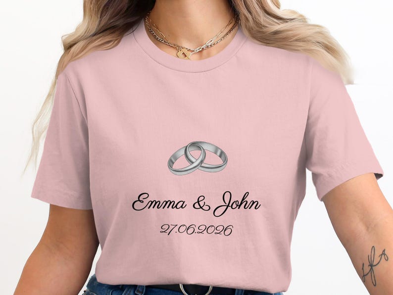 Wedding Top: Rings Design - Customizable Date - Couple Apparel