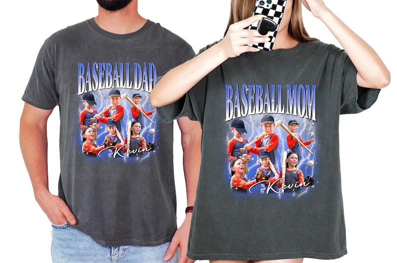 Custom Baseball Dad Mom Player Photo Name Personalized Family Baseball Fan Gift