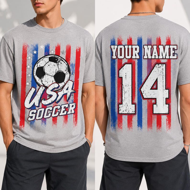 Custom Soccer Game Day - Personalized US Football - Custom Name Number Apparel -American Pride Fan