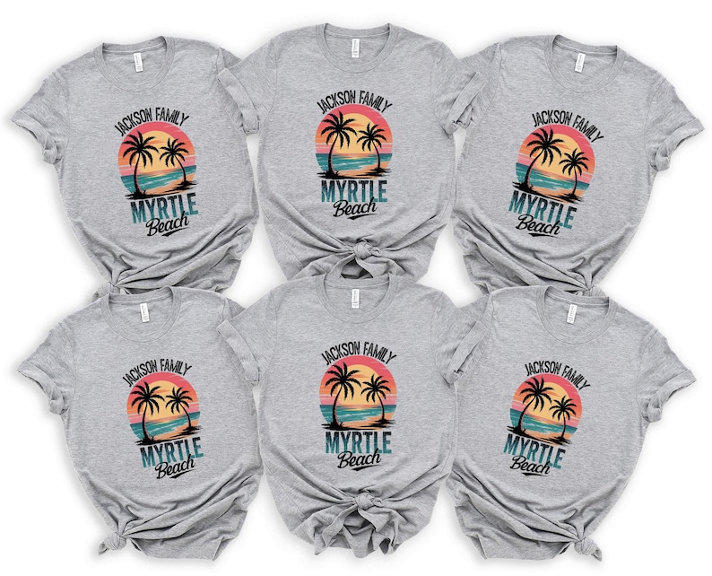 Personalized Myrtle Beach Family Vacation - Custom Sunset Matching Group Gift