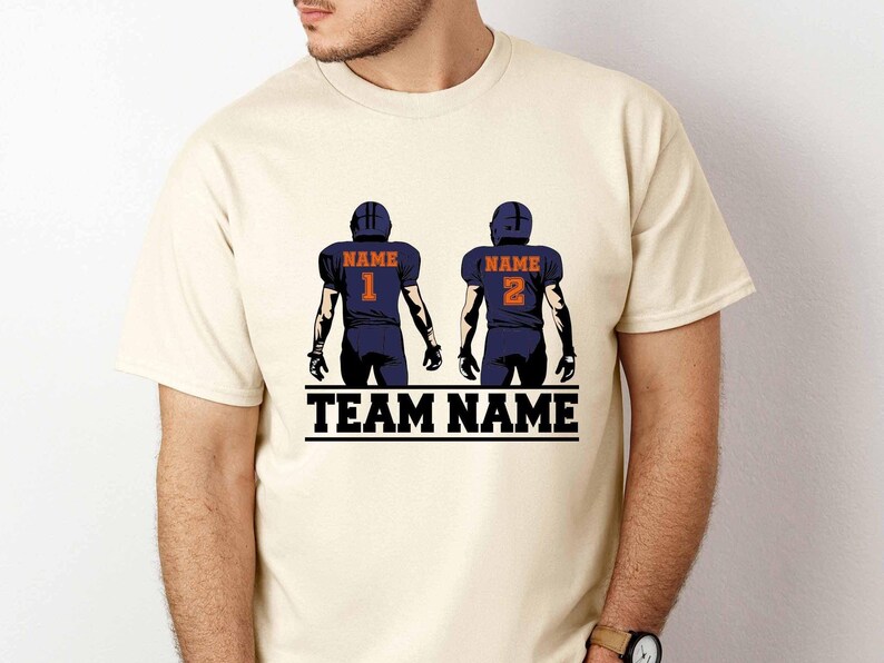 Personalized Two Football Players - Custom Name - Number & Team Colors