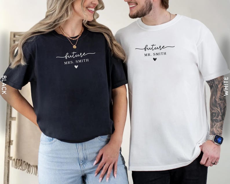Custom Future Mr.Mrs. matching outfits - Bride & Groom outfits - Engagement Announcement Couple