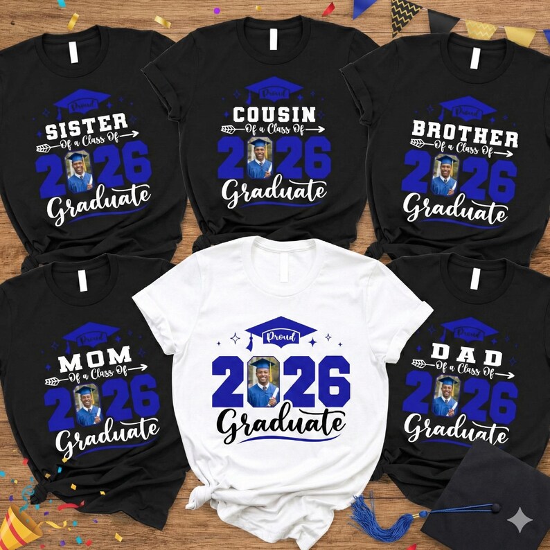 Personalized Graduation Photo - Custom 2026 Family Matching Celebration Gift Bella Canvas T-Shirt