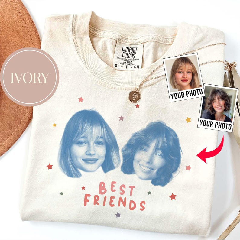 Custom Best Friends Photo Personalized Face Retro Star Merch Apparel Top
