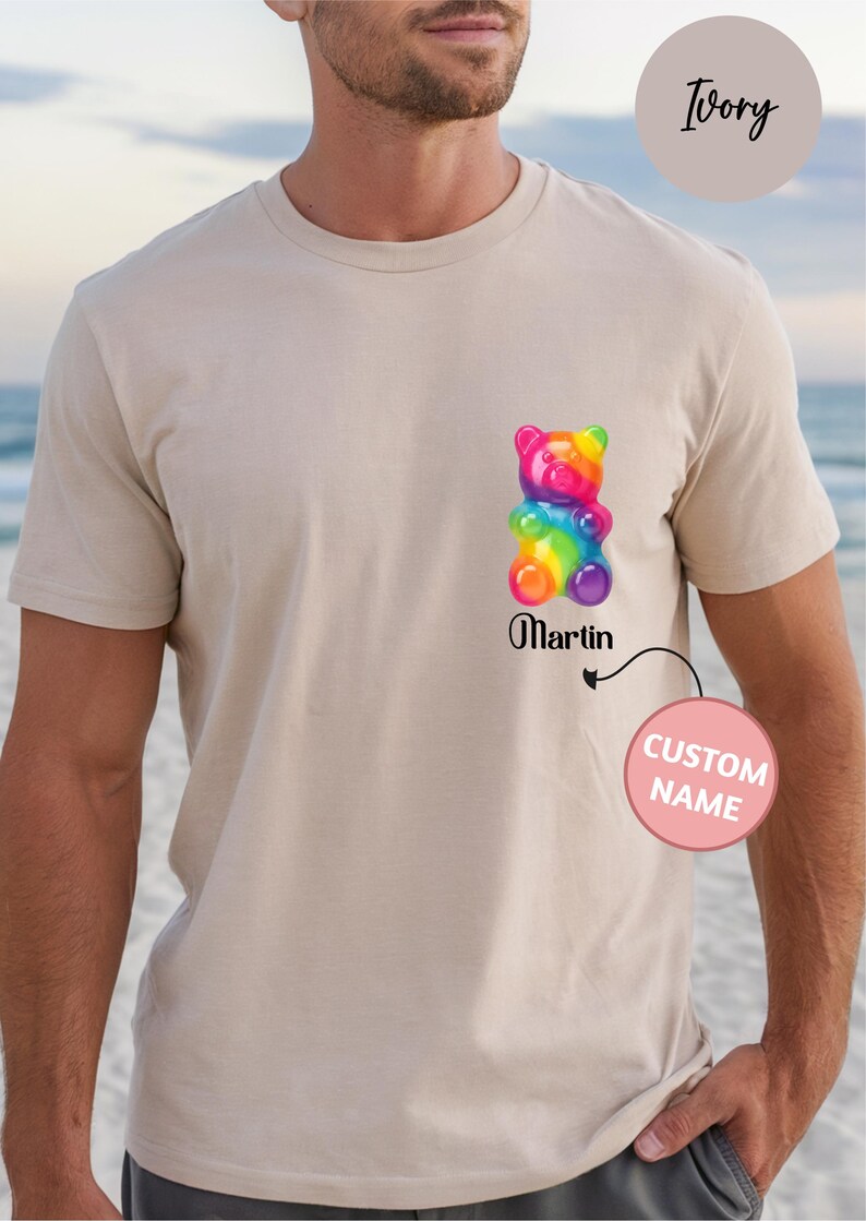 Custom Rainbow Gummy Bear Personalized Name Cute Candy Candy Lover Merch Apparel Top