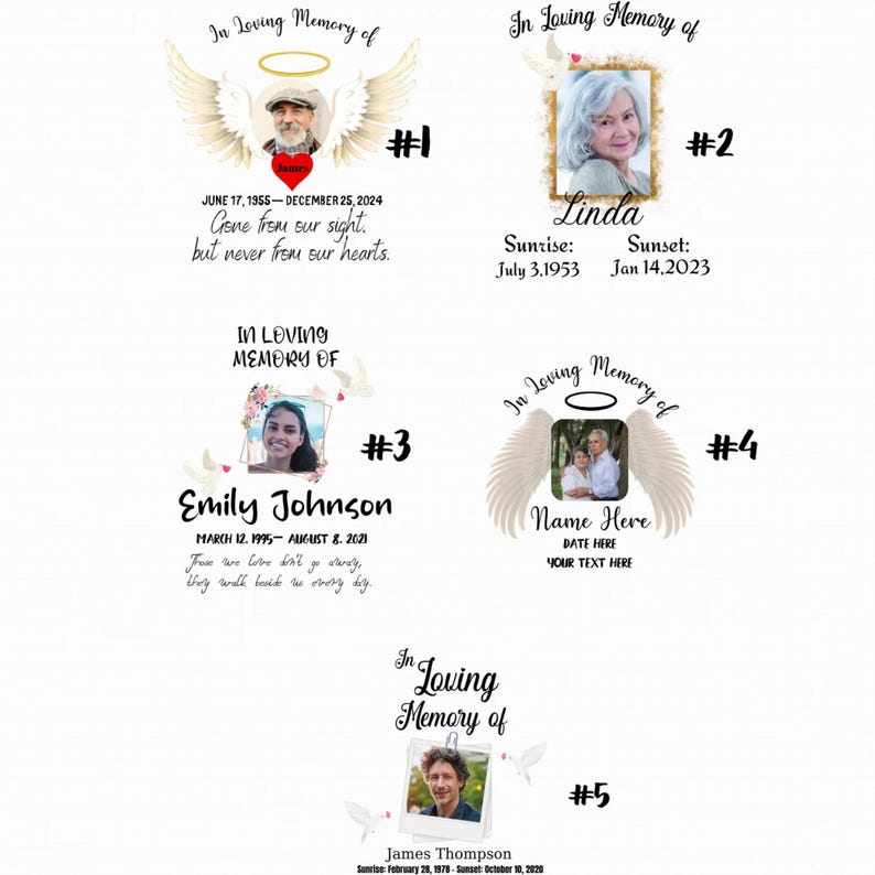 Custom Photo In Loving Memory Top - Personalized Memorial Picture Angel Wings Remembrance Apparel Bella Canvas T-Shirt