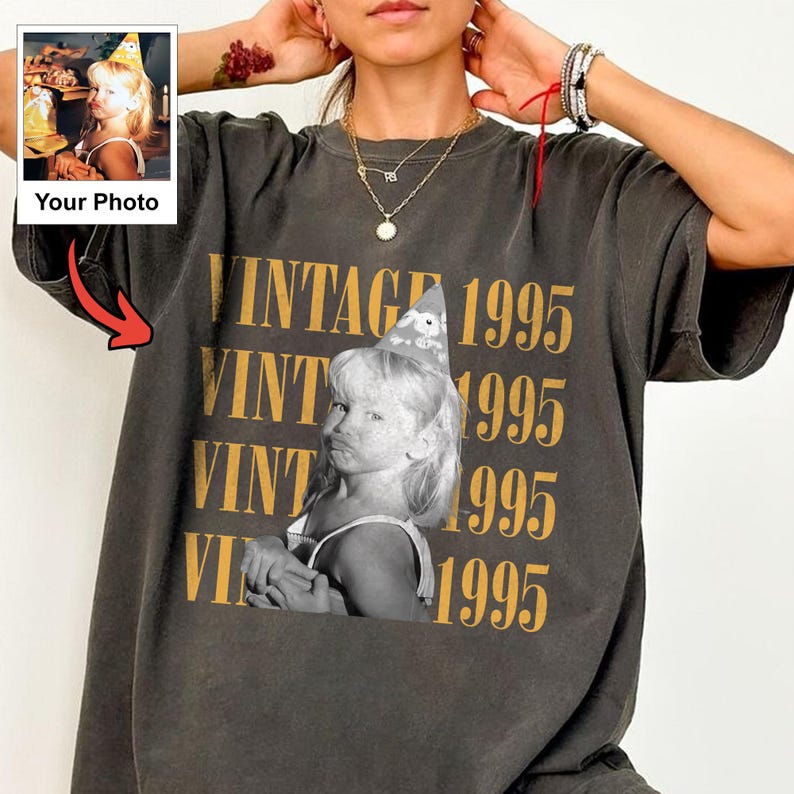 Personalized Vintage Photo & Year - Retro 90s Birthday Celebration Gift