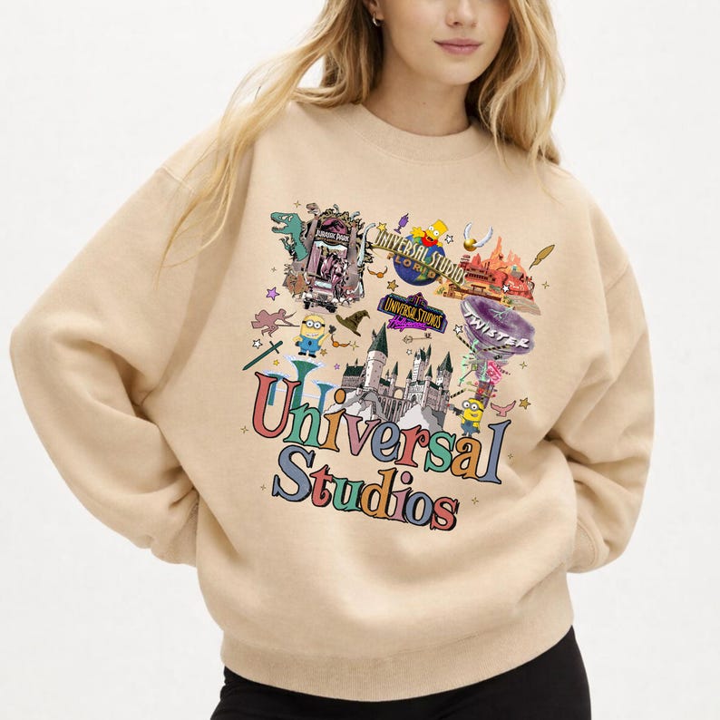 Universal Studios Retro Theme Park Collage Jurassic Park Wizarding World Travel Top