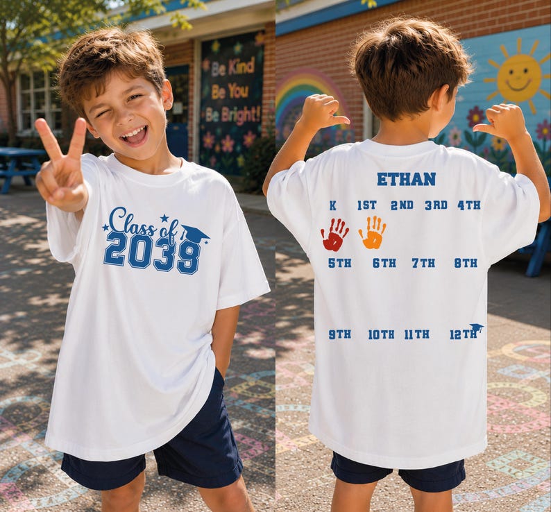 Class Of 2039 Handprint - Graduation Custom Year First Day of School Kids - Grow with Me