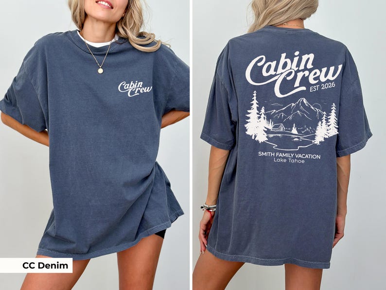 Custom Cabin Family Vacation Top - Personalized Lake Tahoe Mountain Nature Resort Graphic