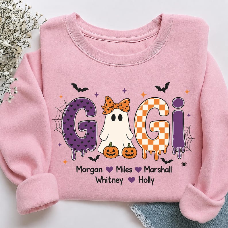 Personalized Gigi Halloween Ghost - Custom Names - Cute Spooky Fall Gift