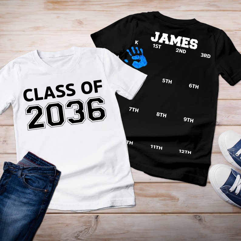 Personalized Grow With Me for School - Class of 2038 First Day of School Gift For Kid - Hand Print