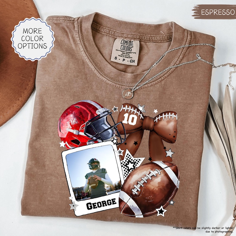 Custom Football Photo - Personalized Name & Number Coquette Football Mom