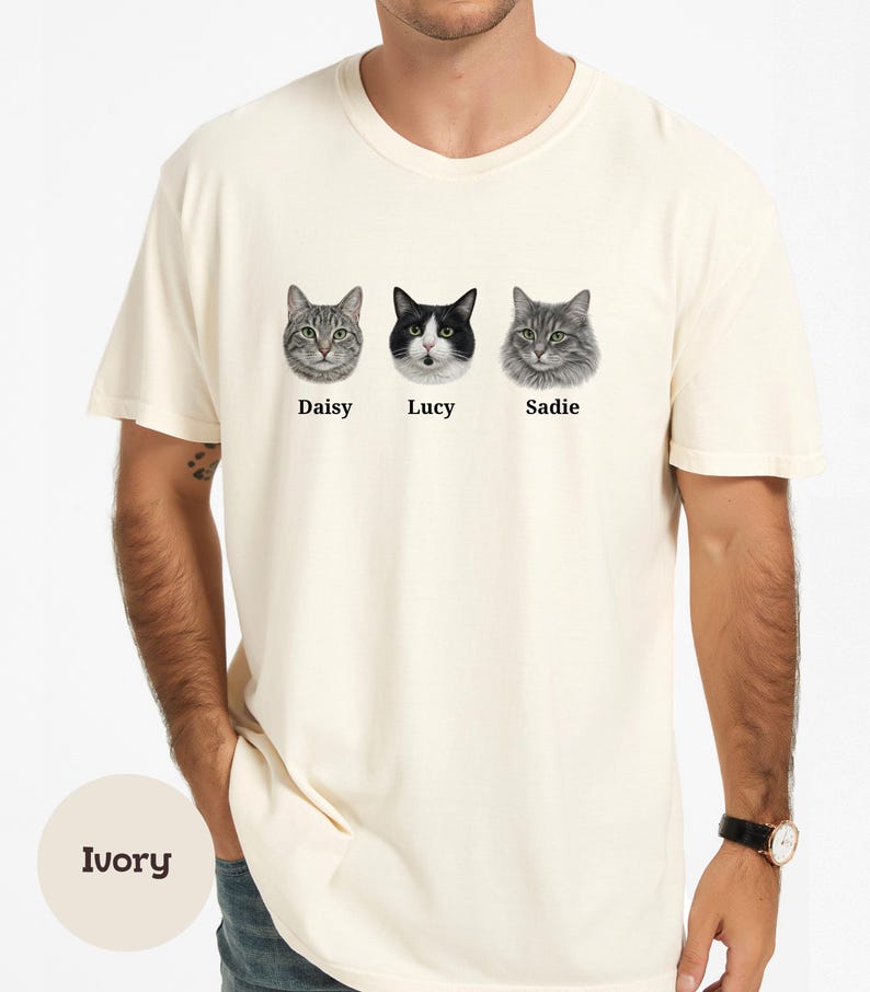 Personalized Cat Trio Pet Names Custom Feline Portrait Gift for Cat Lovers