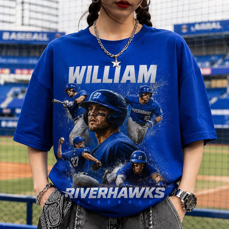 Custom Baseball Player Photo Name Number Retro Team Riverhawks Sports Apparel Top