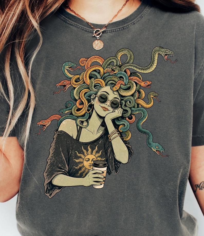 Cute Medusa Coffee - Mythology Graphic - Snake Hair Goddess - Greek Mythology - 1717