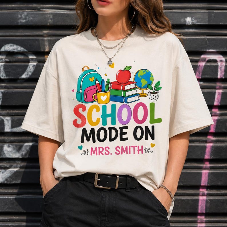 Custom Teacher Name And School - Personalized Teacher - Back To School Teacher - Custom Educator