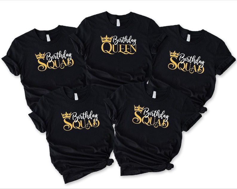 Matching Birthday Squad - Birthday Queen - Custom Group Celebration Bella Canvas T-Shirt