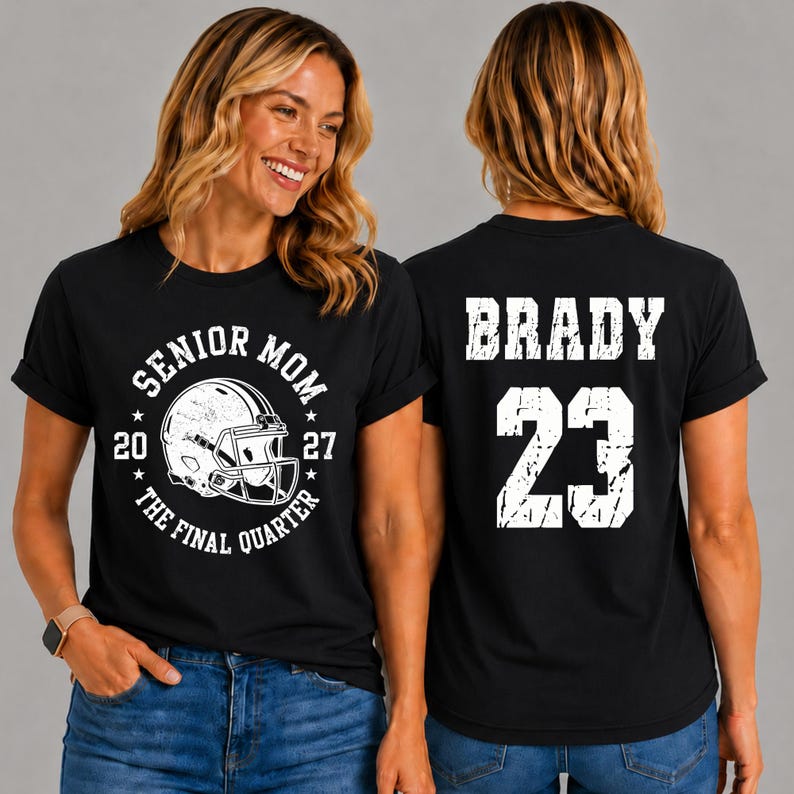 Personalized Senior Mom Football 2027 - Custom Name & Jersey Number Family Gift