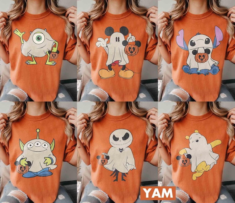 Customize Cute Cartoon Halloween Ghost Costumes Top - Retro Pumpkin Pail Character Graphic