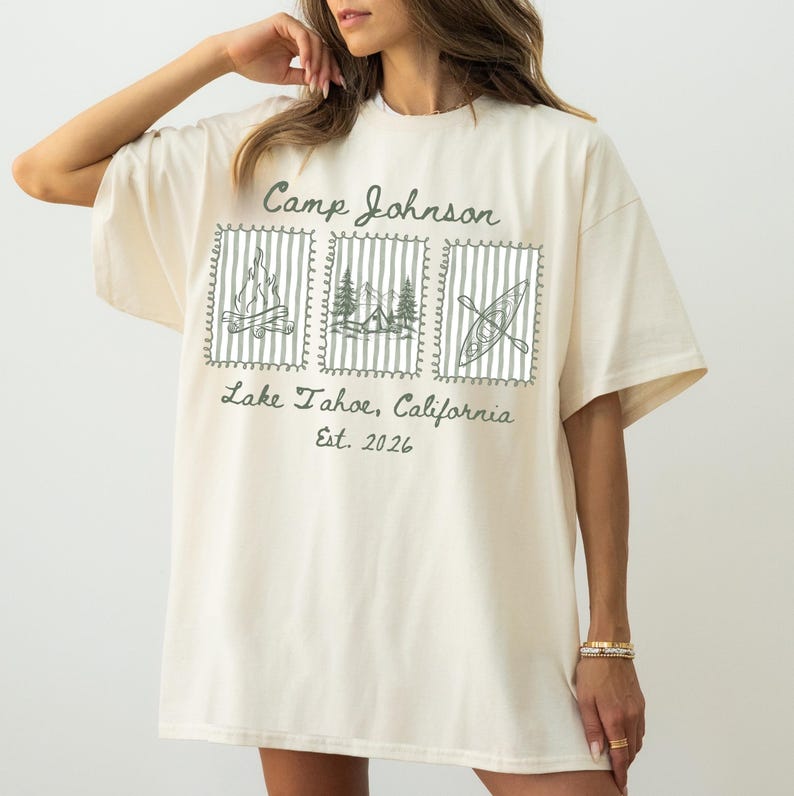 Personalized Mountain Kayak Bonfire Camping - Custom Family Camping - Summer Trip Family Outfit