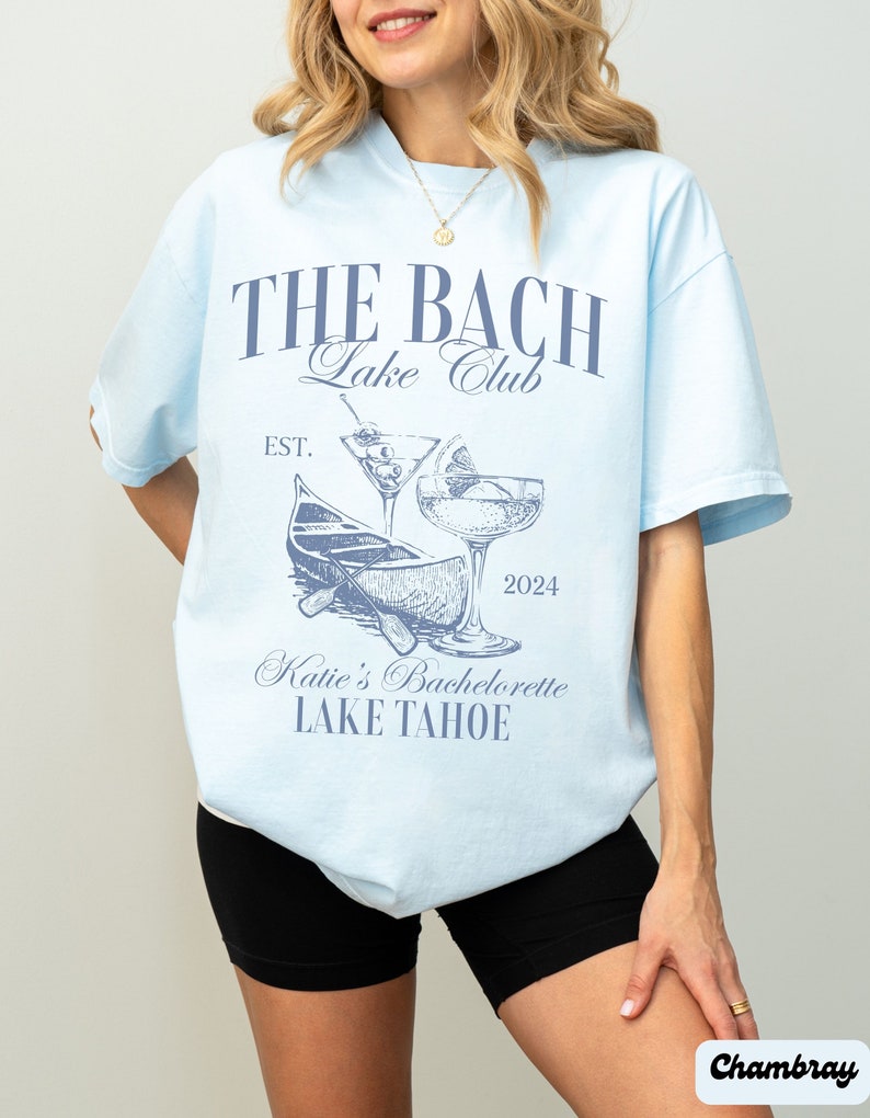 The Bach Lake Club Bachelorette Top - Custom Lake Tahoe Canoe Cocktail Bridal Party Graphic