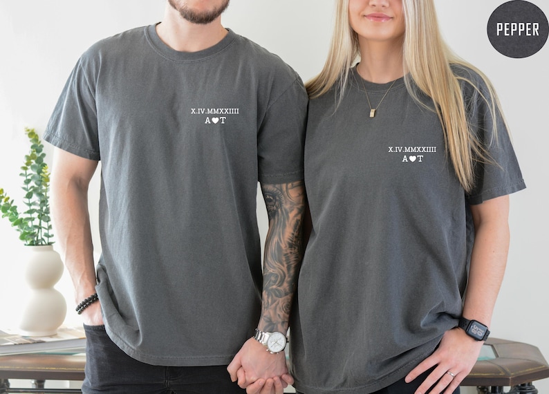 Personalized Roman Numerals & Initials - Matching Couple - Anniversary - Engagement Gift
