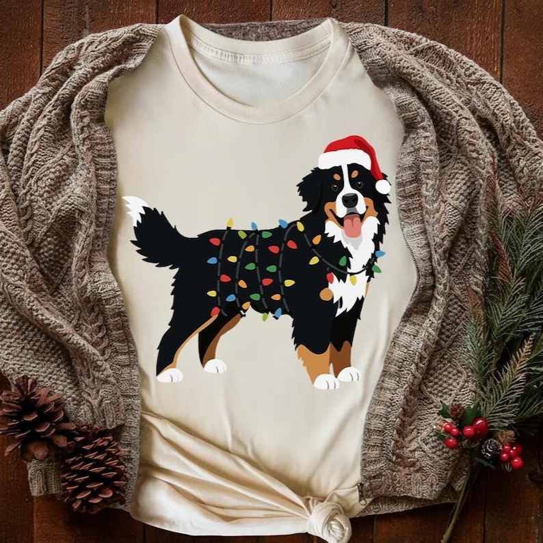Christmas Bernese Mountain Dog Lover Gift - Festive Holiday Lights Dog Mom Apparel