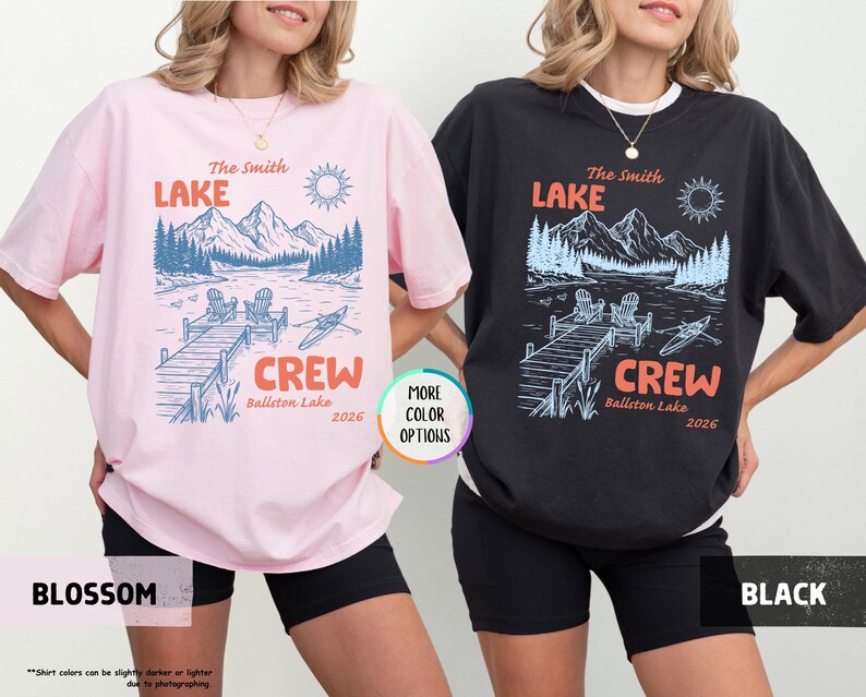 Custom Lake C.rew Family Vacation Personalized Retro Mountain Nature Vacation Design Top