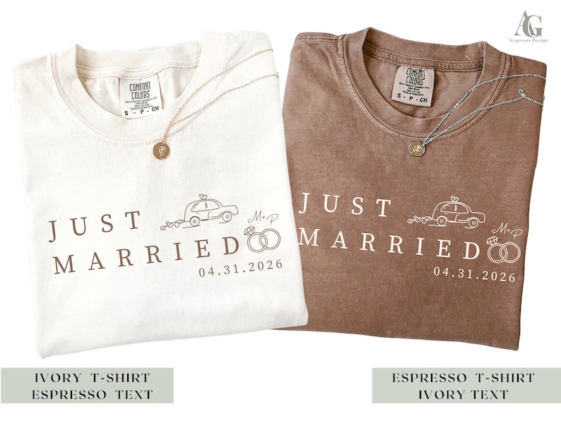 Just Married Personalized Mr & Mrs - Honeymoon Matching Couple - Wedding Gift for Bride & Groom