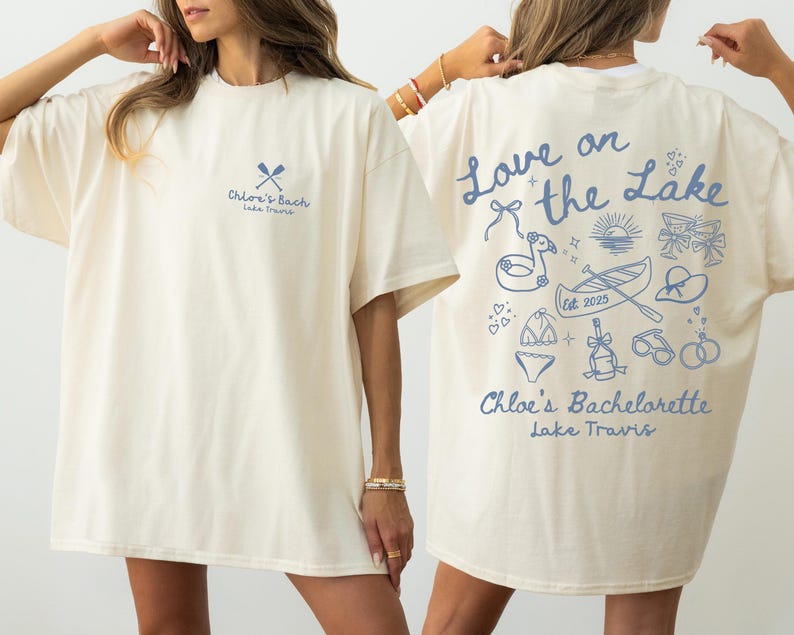 Love on the Lake Bachelorette Top - Custom Lake Travis Chloe Bridal Party Doodles Graphic