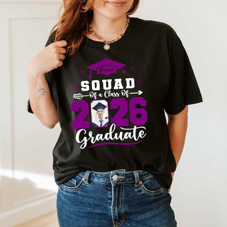 Personalized Graduation Photo - Custom 2026 Family Matching Celebration Gift Bella Canvas T-Shirt