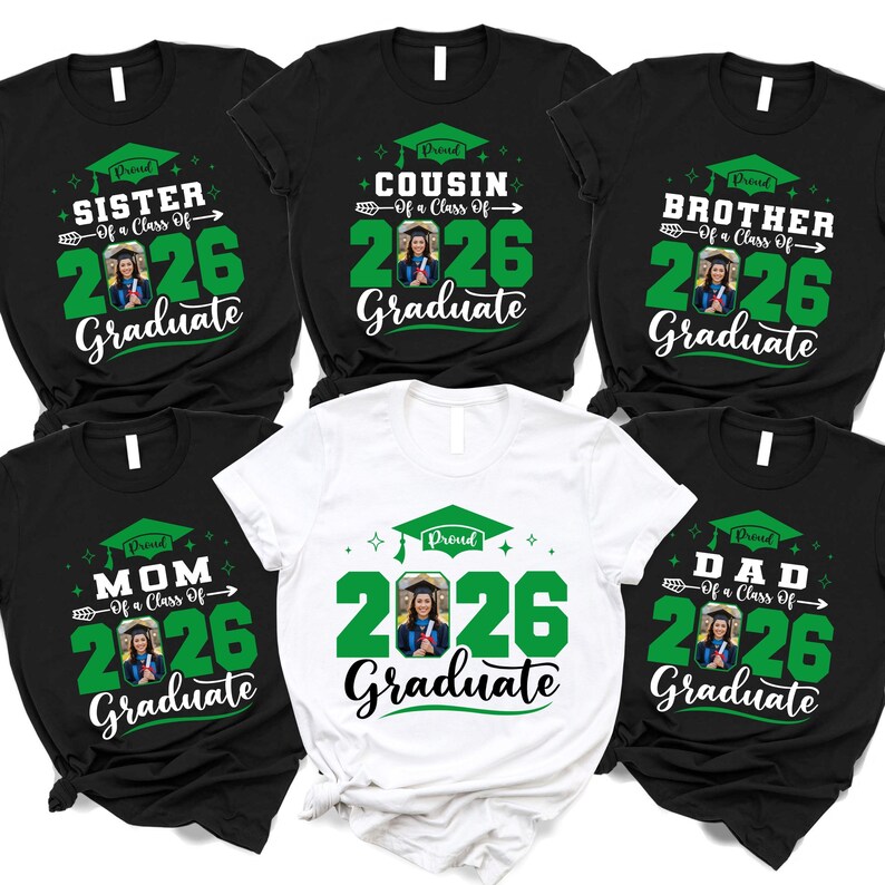 Personalized Graduation Photo - Custom 2026 Family Matching Celebration Gift Bella Canvas T-Shirt